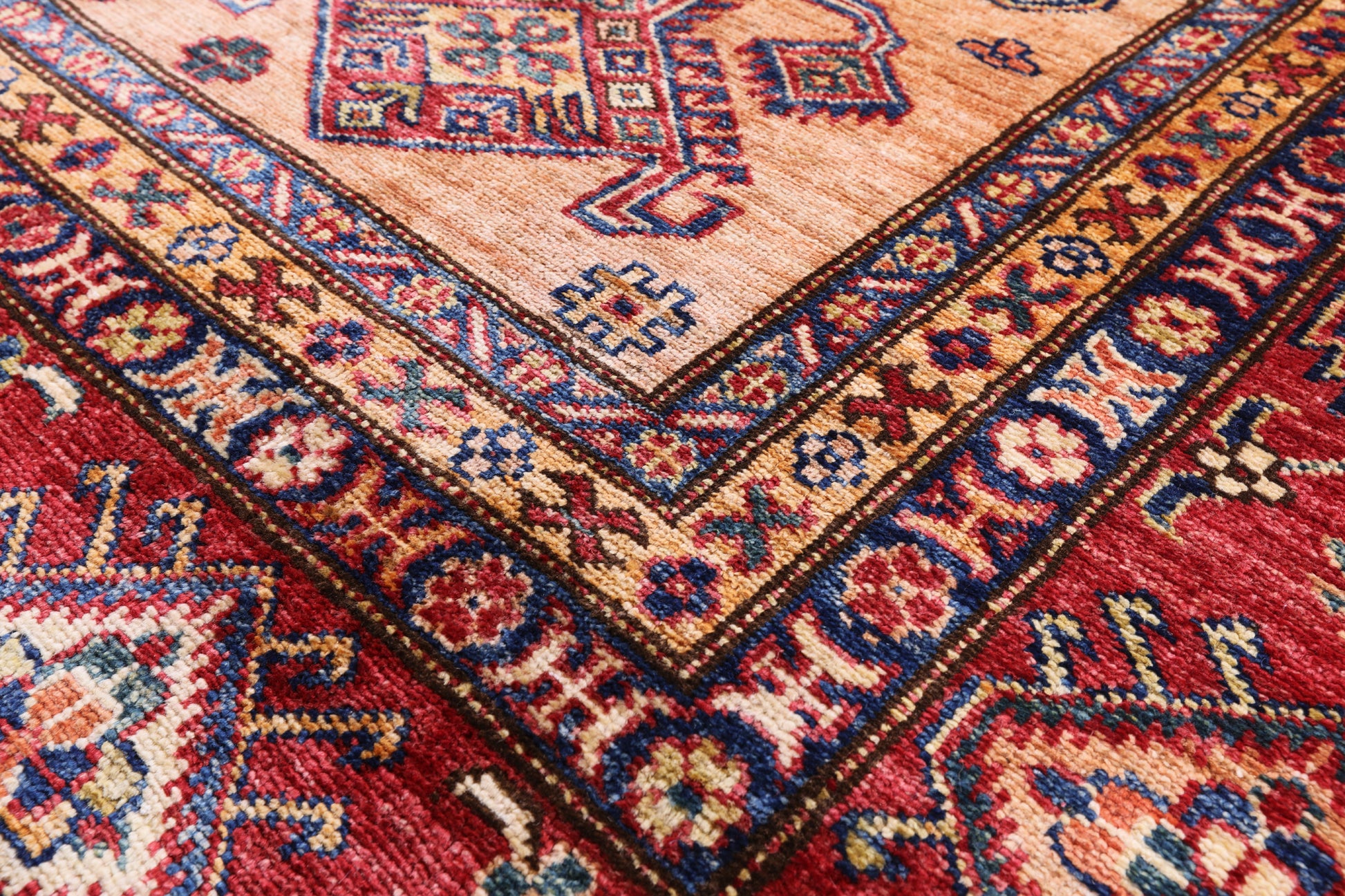 Super Kazak Hand Knotted Wool Area Rug - 8' 3" X 9' 9" - Golden Nile