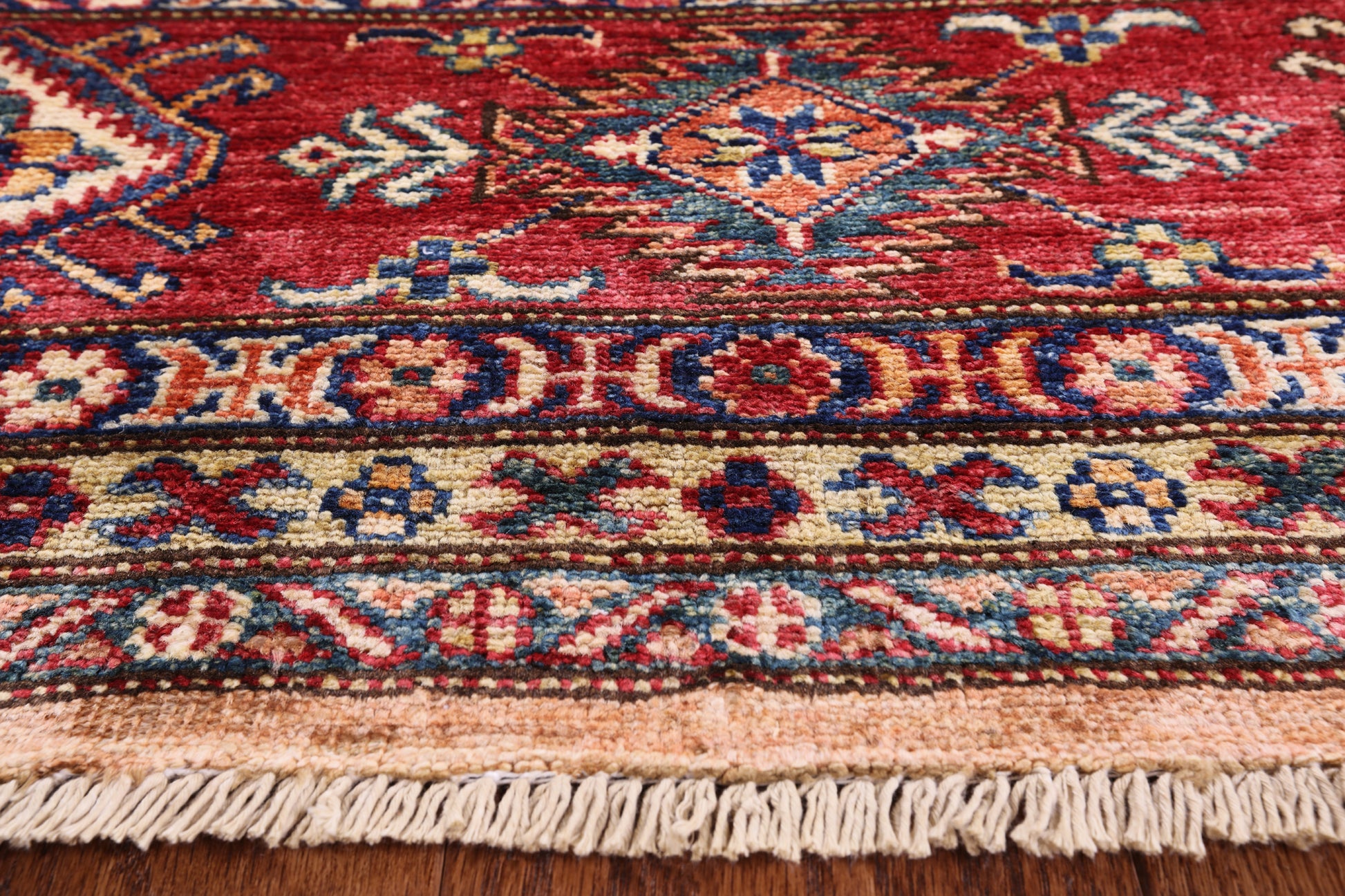 Super Kazak Hand Knotted Wool Area Rug - 8' 3" X 9' 9" - Golden Nile