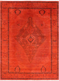 Orange Full Pile Overdyed Hand Knotted Wool Area Rug - 8' 10" X 11' 10" - Golden Nile