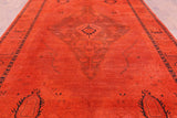 Orange Full Pile Overdyed Hand Knotted Wool Area Rug - 8' 10" X 11' 10" - Golden Nile