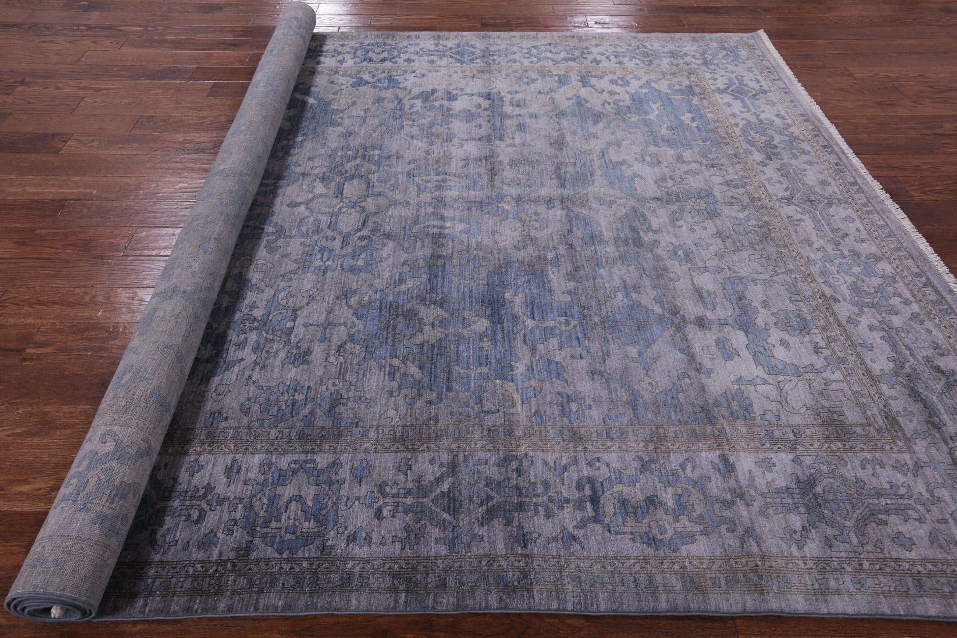 Grey Persian Fine Serapi Handmade Wool Area Rug - 8' 1" X 10' 3" - Golden Nile