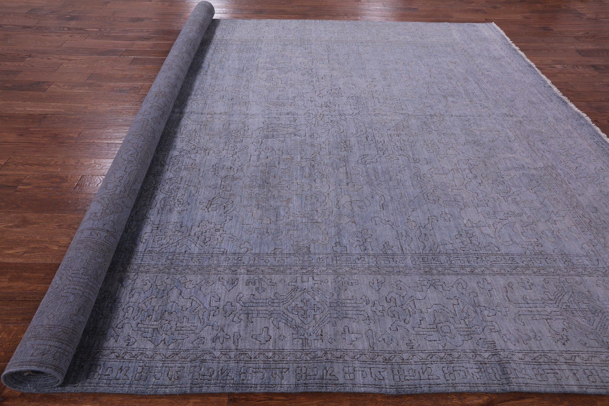 Carved Full Pile Overdyed Handmade Wool Area Rug - 9' 10" X 13' 7" - Golden Nile