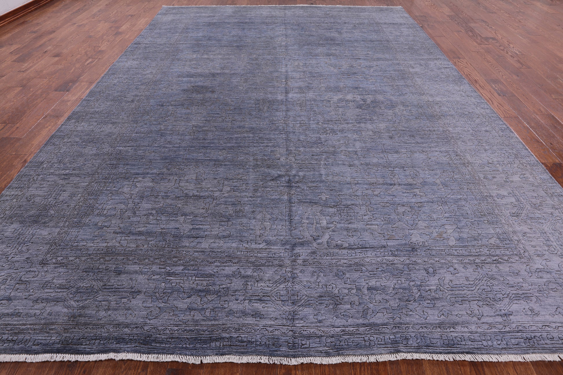 Carved Full Pile Overdyed Handmade Wool Area Rug - 9' 10" X 13' 7" - Golden Nile