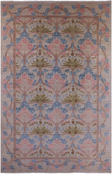 Ivory William Morris Handmade Wool Area Rug - 11' 10" X 18' 2" - Golden Nile
