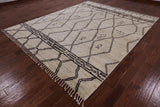 Ivory Tribal Moroccan Hand Knotted Wool Area Rug - 8' 4" X 10' 1" - Golden Nile