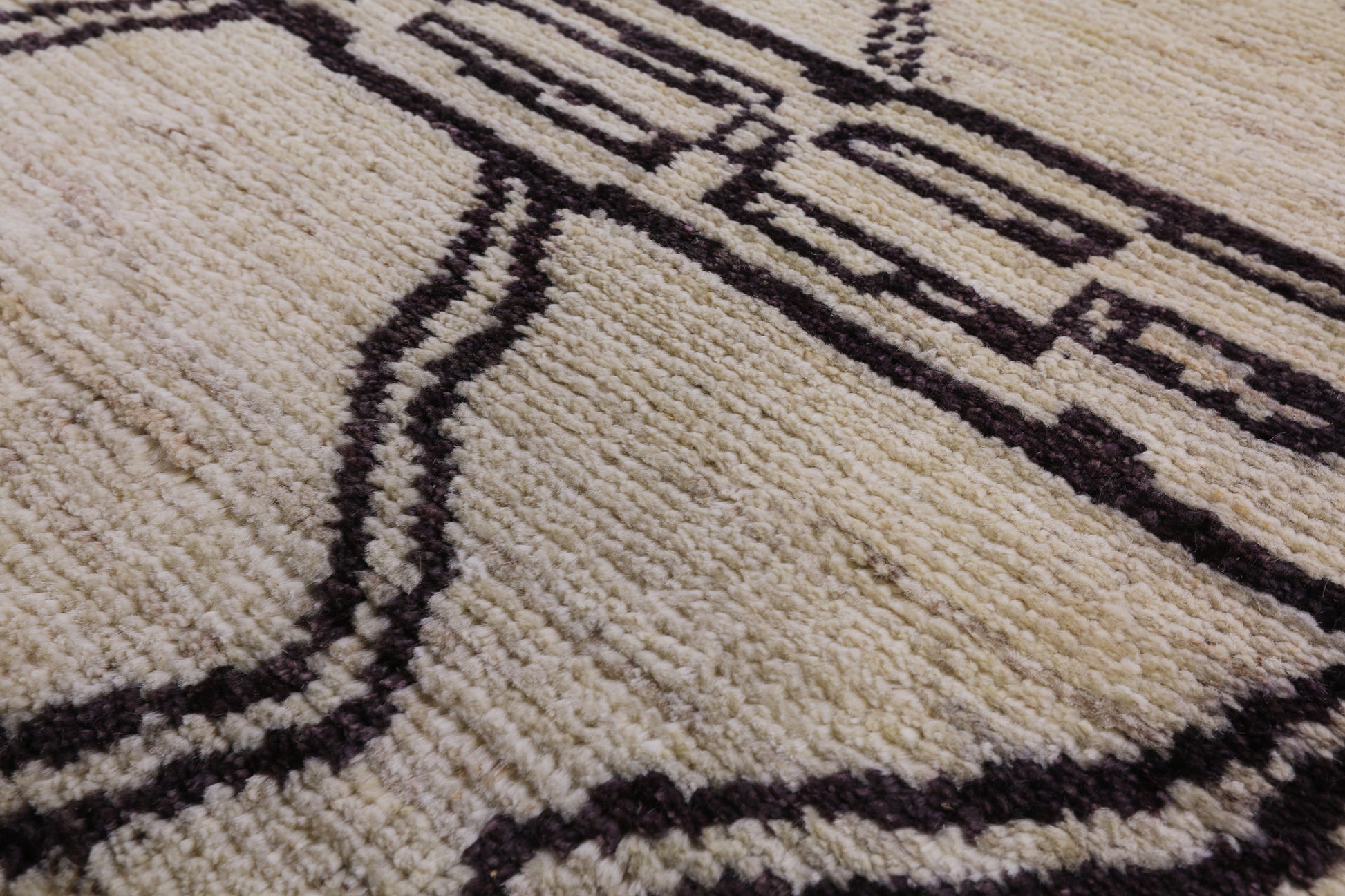 Ivory Tribal Moroccan Hand Knotted Wool Area Rug - 8' 4" X 10' 1" - Golden Nile
