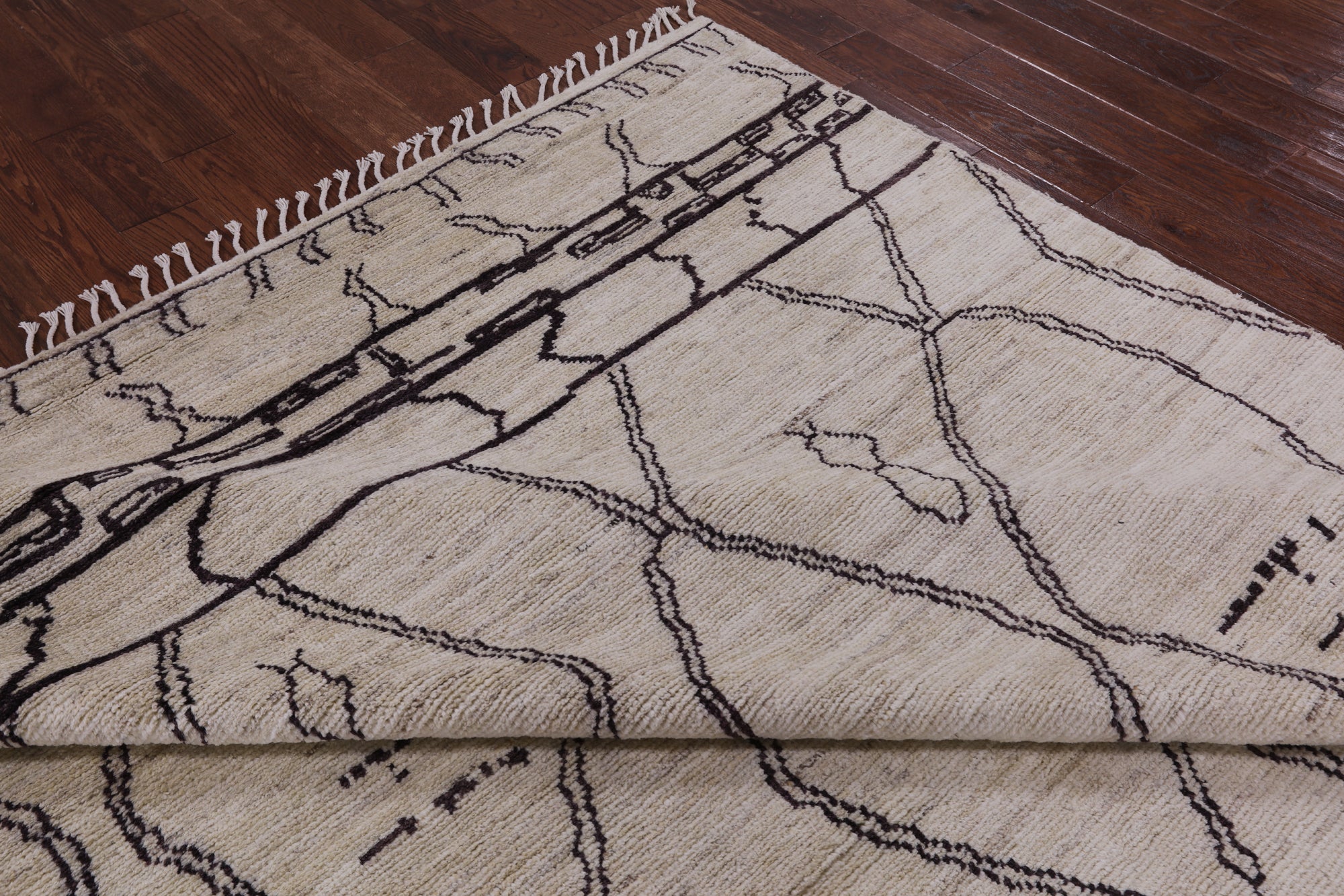 Ivory Tribal Moroccan Hand Knotted Wool Area Rug - 8' 4" X 10' 1" - Golden Nile