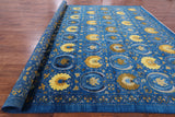 Blue William Morris Hand Knotted Wool Area Rug - 12' 1" X 15' 0" - Golden Nile
