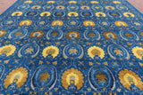 Blue William Morris Hand Knotted Wool Area Rug - 12' 1" X 15' 0" - Golden Nile