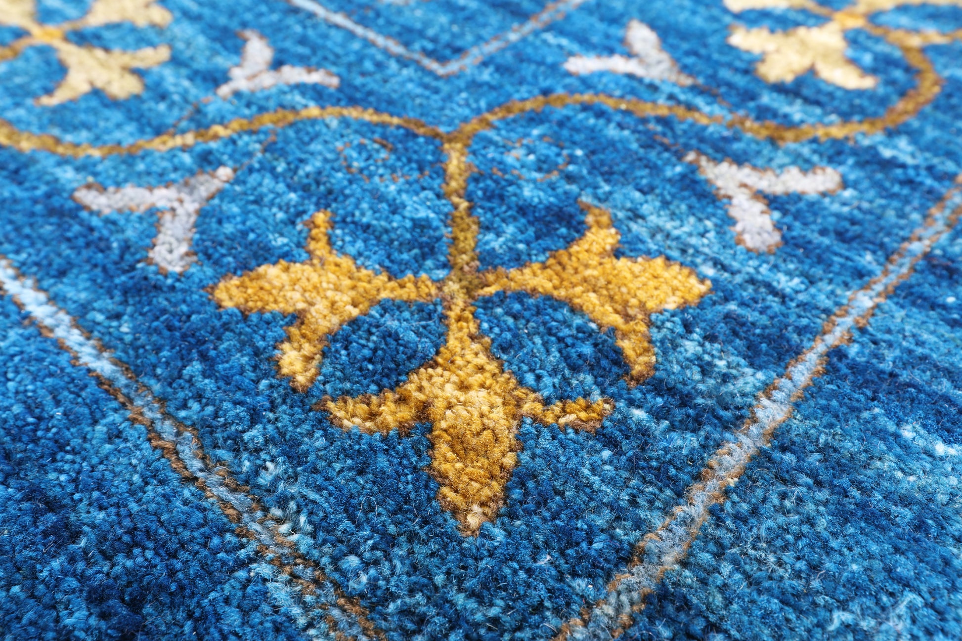 Blue William Morris Hand Knotted Wool Area Rug - 12' 1" X 15' 0" - Golden Nile
