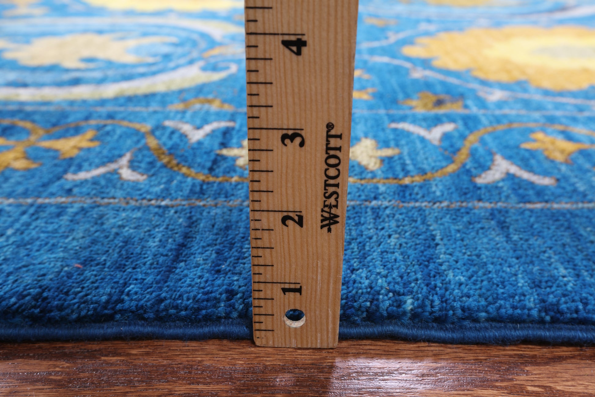 Blue William Morris Hand Knotted Wool Area Rug - 12' 1" X 15' 0" - Golden Nile
