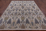 Ivory Contemporary Hand Knotted Wool & Silk Area Rug - 8' 1" X 10' 3" - Golden Nile