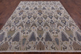 Ivory Contemporary Hand Knotted Wool & Silk Area Rug - 8' 1" X 10' 3" - Golden Nile