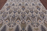 Ivory Contemporary Hand Knotted Wool & Silk Area Rug - 8' 1" X 10' 3" - Golden Nile