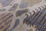 Ivory Contemporary Hand Knotted Wool & Silk Area Rug - 8' 1" X 10' 3" - Golden Nile