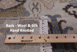Ivory Contemporary Hand Knotted Wool & Silk Area Rug - 8' 1" X 10' 3" - Golden Nile
