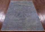 Carved Full Pile Overdyed Hand Knotted Wool Area Rug - 4' 2" X 5' 10" - Golden Nile