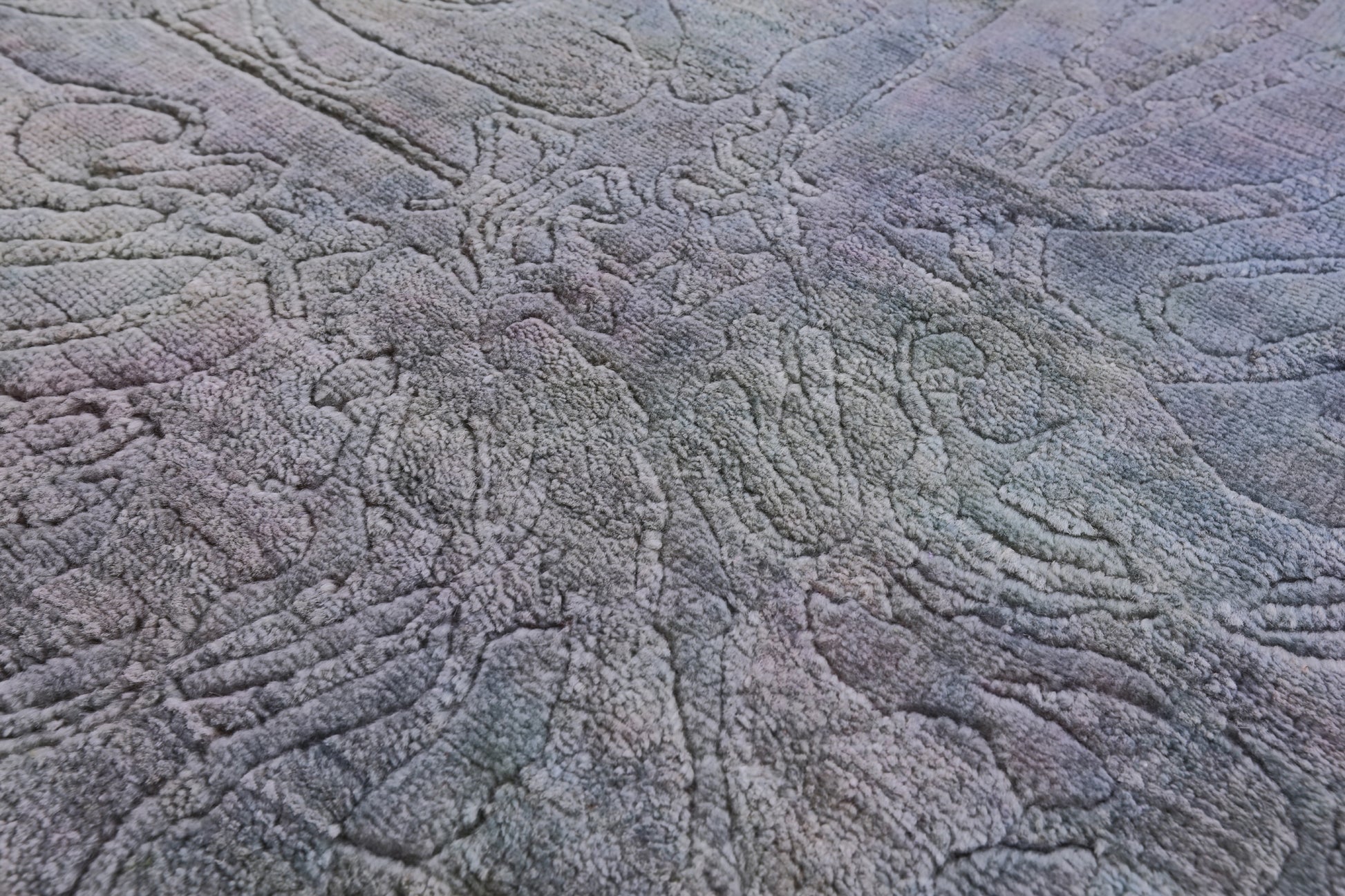 Carved Full Pile Overdyed Hand Knotted Wool Area Rug - 4' 2" X 5' 10" - Golden Nile