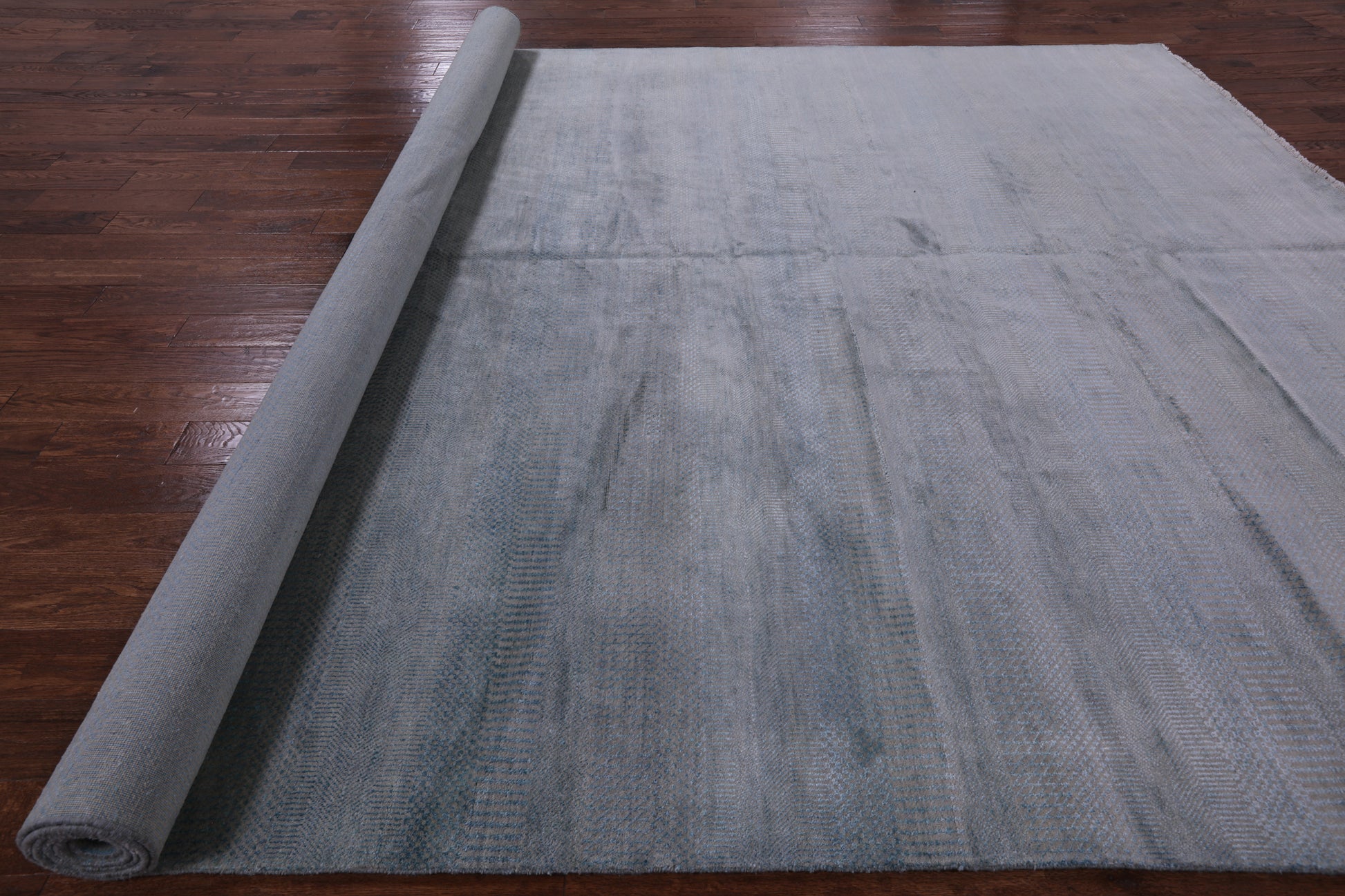 Grey Savannah Grass Hand Knotted Wool & Silk Area Rug - 10' 2" X 14' 3" - Golden Nile