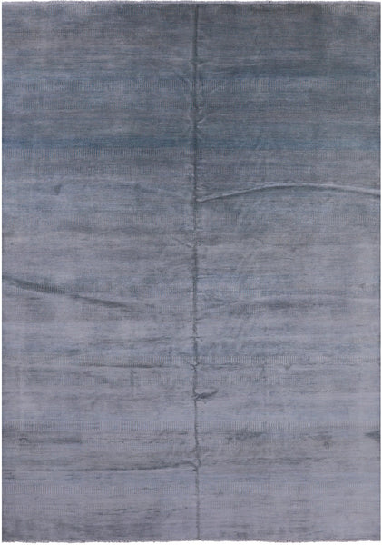 Grey Savannah Grass Hand Knotted Wool & Silk Area Rug - 10' 2" X 14' 3" - Golden Nile