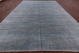 Grey Savannah Grass Hand Knotted Wool & Silk Area Rug - 10' 2" X 14' 3" - Golden Nile