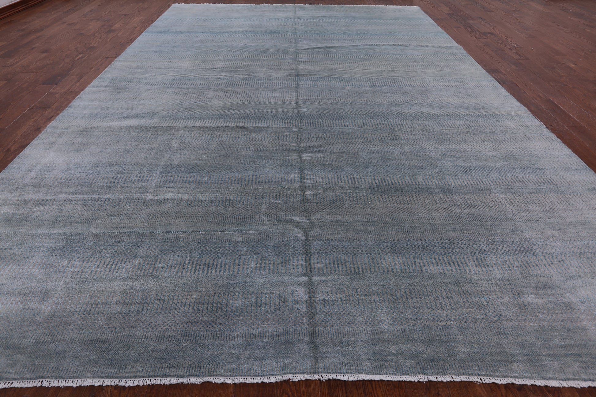 Grey Savannah Grass Hand Knotted Wool & Silk Area Rug - 10' 2" X 14' 3" - Golden Nile