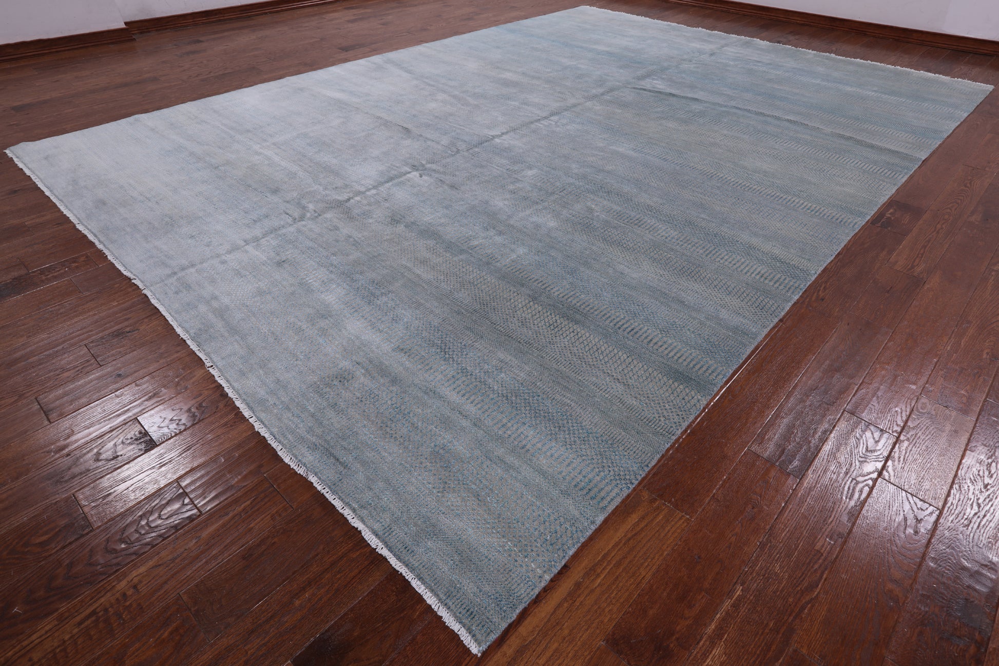 Grey Savannah Grass Hand Knotted Wool & Silk Area Rug - 10' 2" X 14' 3" - Golden Nile