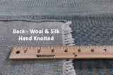 Grey Savannah Grass Hand Knotted Wool & Silk Area Rug - 10' 2" X 14' 3" - Golden Nile