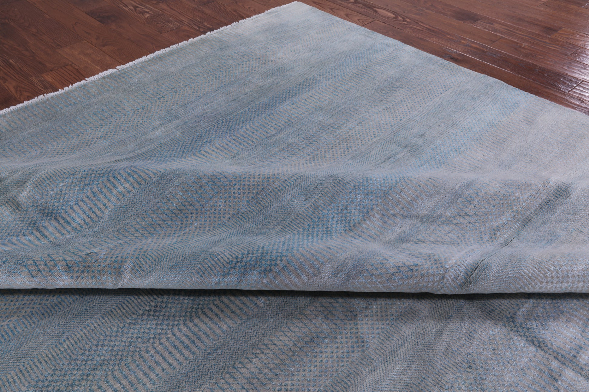 Grey Savannah Grass Hand Knotted Wool & Silk Area Rug - 10' 2" X 14' 3" - Golden Nile