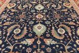 Blue Square Geometric Persian Hand Knotted Wool Rug - 9' 1" X 9' 1" - Golden Nile
