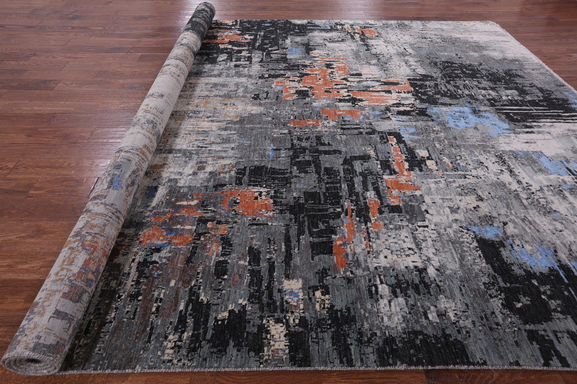 Modern Handmade Wool & Silk Rug - 9' 0" X 12' 0" - Golden Nile