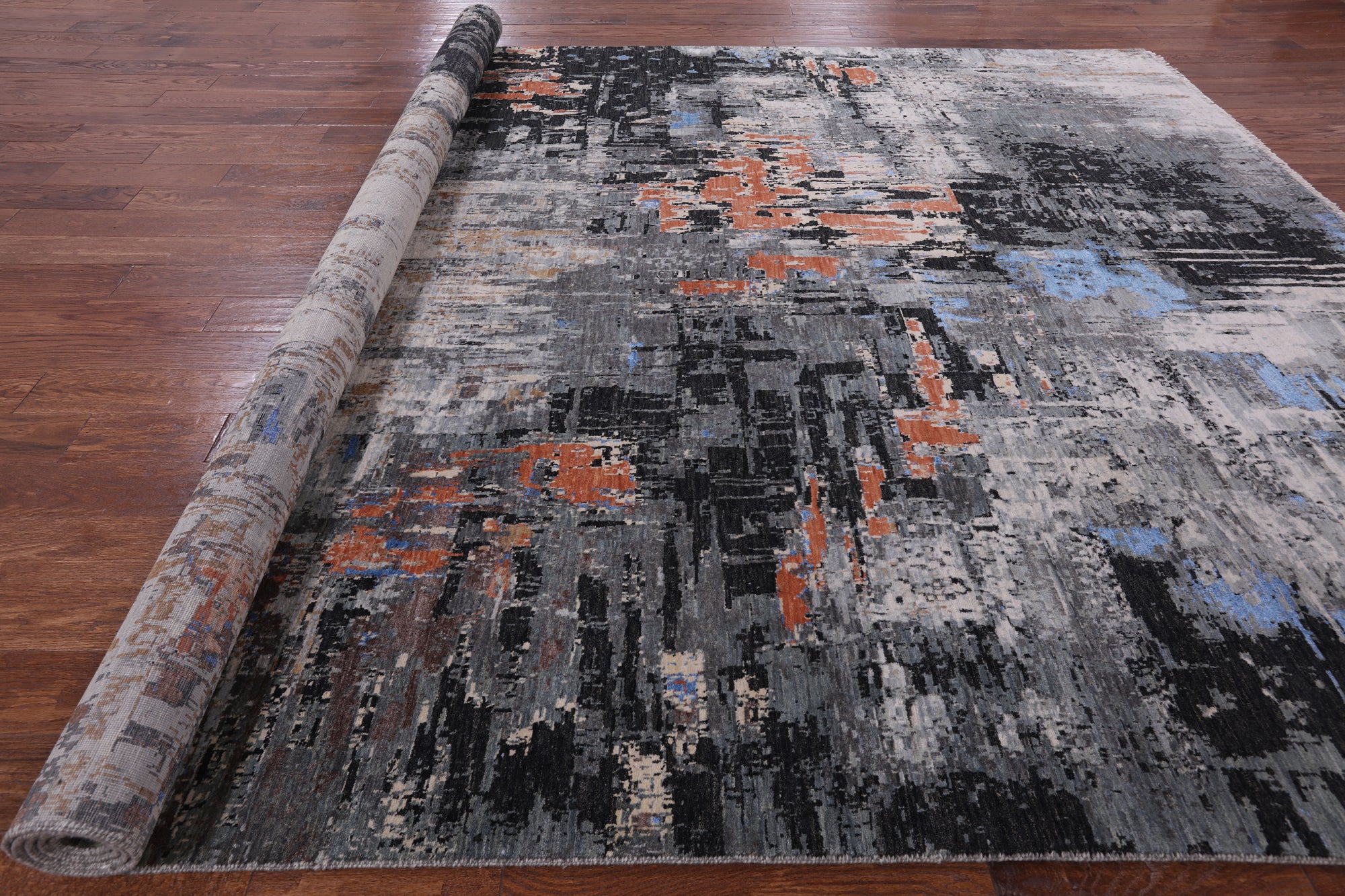Modern Handmade Wool & Silk Rug - 9' 0" X 12' 0" - Golden Nile