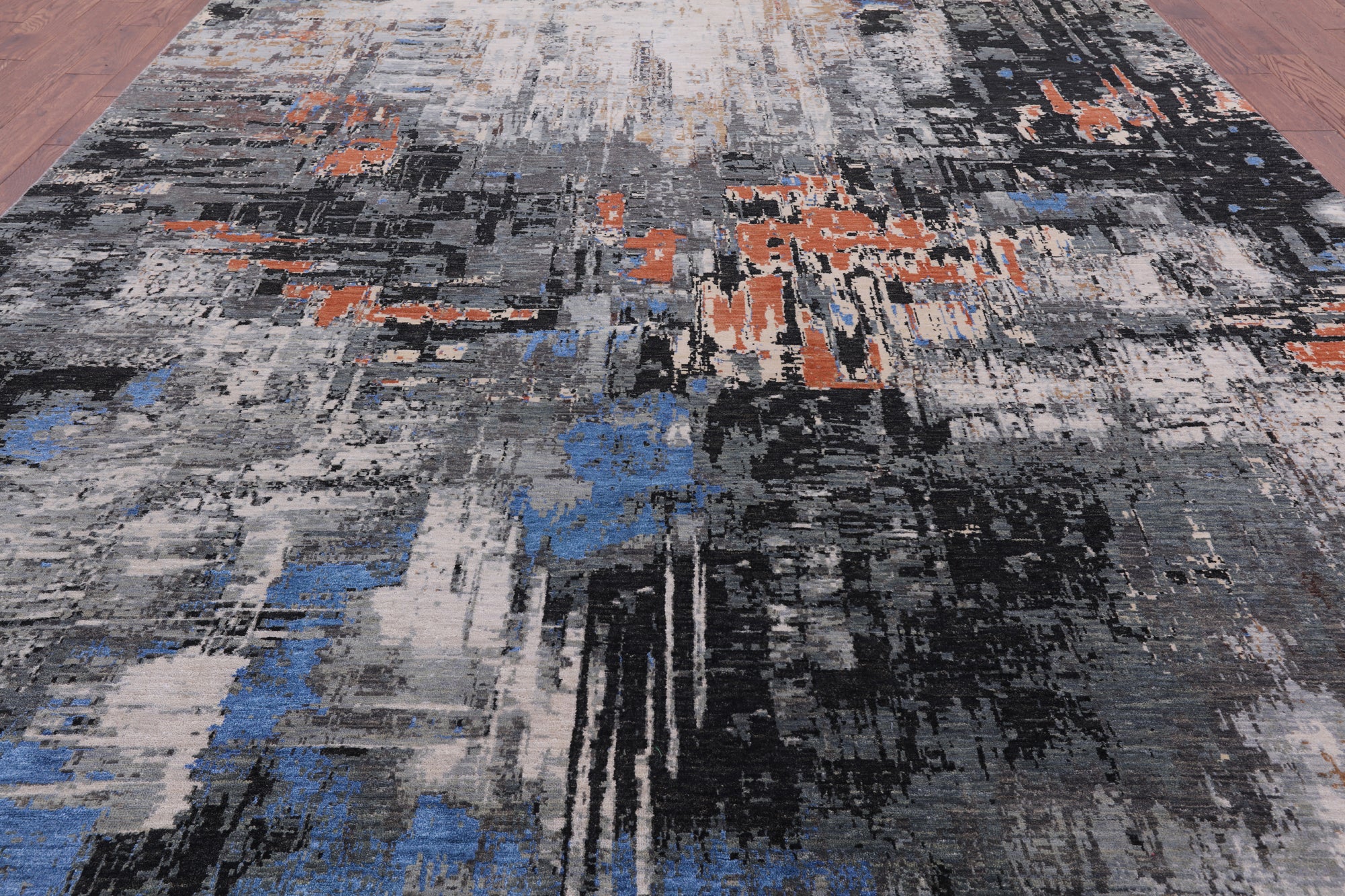 Modern Handmade Wool & Silk Rug - 9' 0" X 12' 0" - Golden Nile