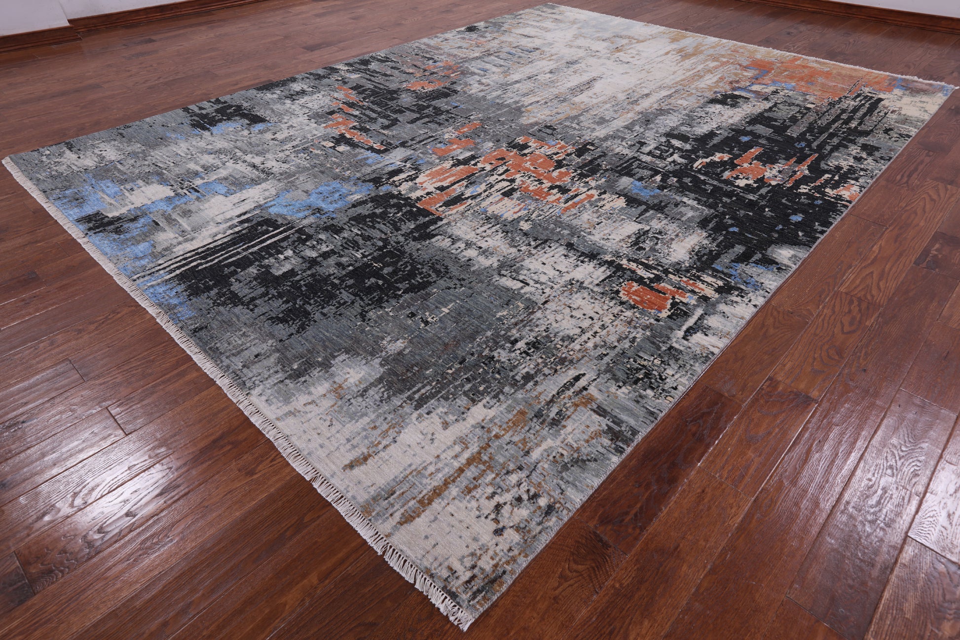 Modern Handmade Wool & Silk Rug - 9' 0" X 12' 0" - Golden Nile
