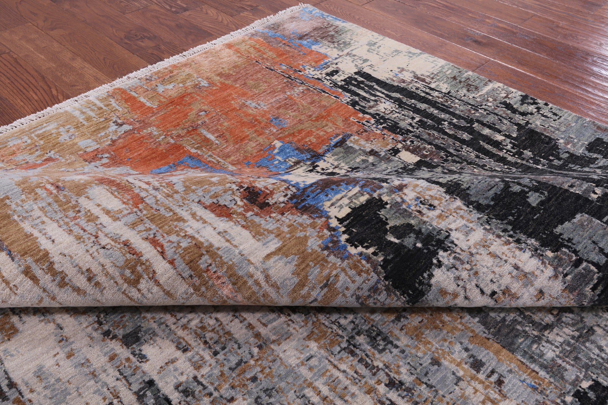 Modern Handmade Wool & Silk Rug - 9' 0" X 12' 0" - Golden Nile