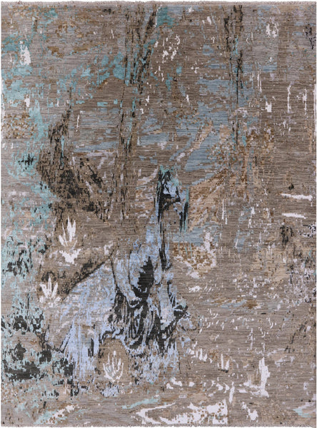 Modern Hand-Knotted Wool & Silk Rug - 9' 0" X 12' 2" - Golden Nile