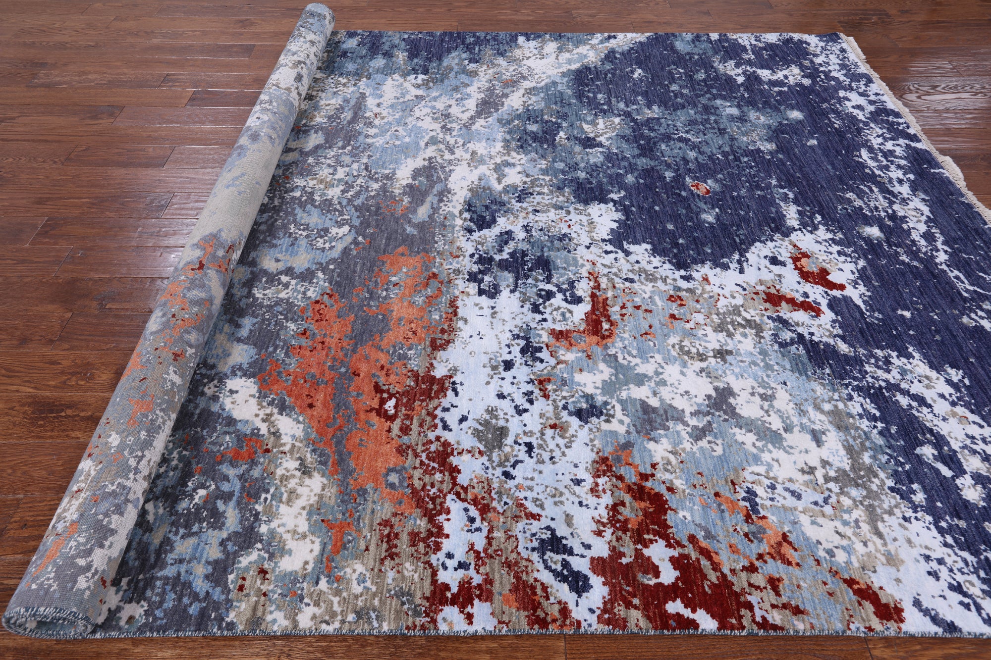 Modern Hand Knotted Wool & Silk Rug - 7' 11" X 10' 1" - Golden Nile