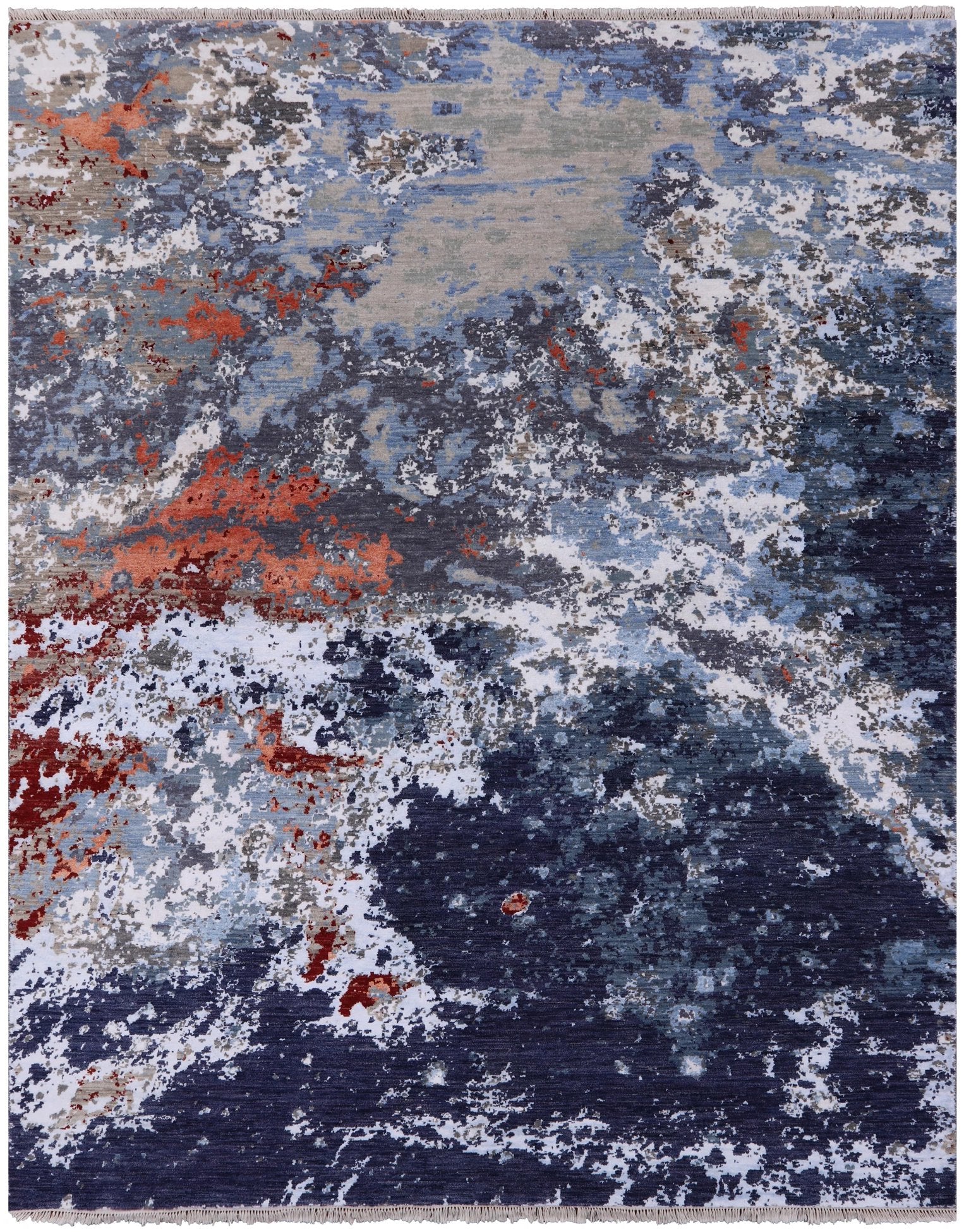 Modern Hand Knotted Wool & Silk Rug - 7' 11" X 10' 1" - Golden Nile