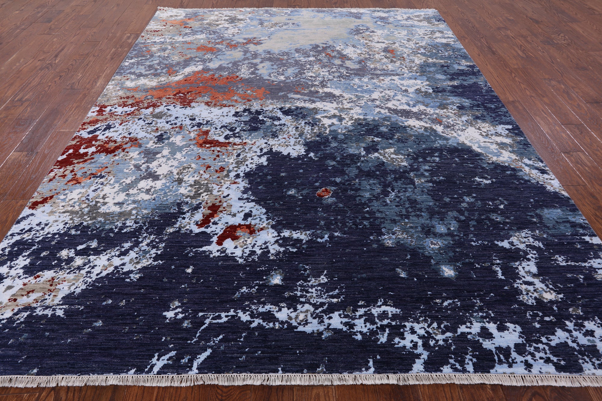 Modern Hand Knotted Wool & Silk Rug - 7' 11" X 10' 1" - Golden Nile