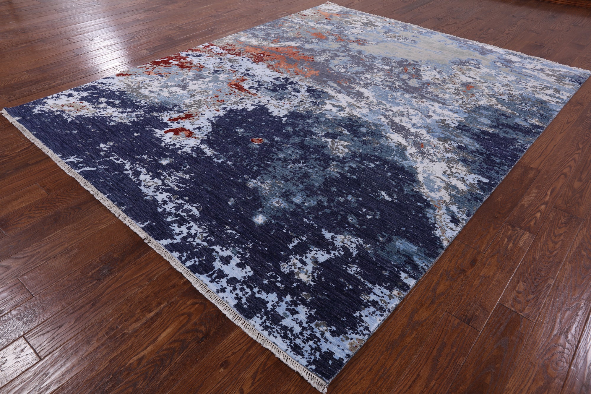 Modern Hand Knotted Wool & Silk Rug - 7' 11" X 10' 1" - Golden Nile