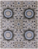 Geometric Persian Mamluk Handmade Wool & Silk Rug - 8' 0" X 9' 11" - Golden Nile