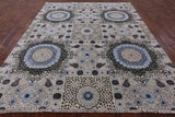 Geometric Persian Mamluk Handmade Wool & Silk Rug - 8' 0" X 9' 11" - Golden Nile