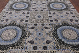 Geometric Persian Mamluk Handmade Wool & Silk Rug - 8' 0" X 9' 11" - Golden Nile
