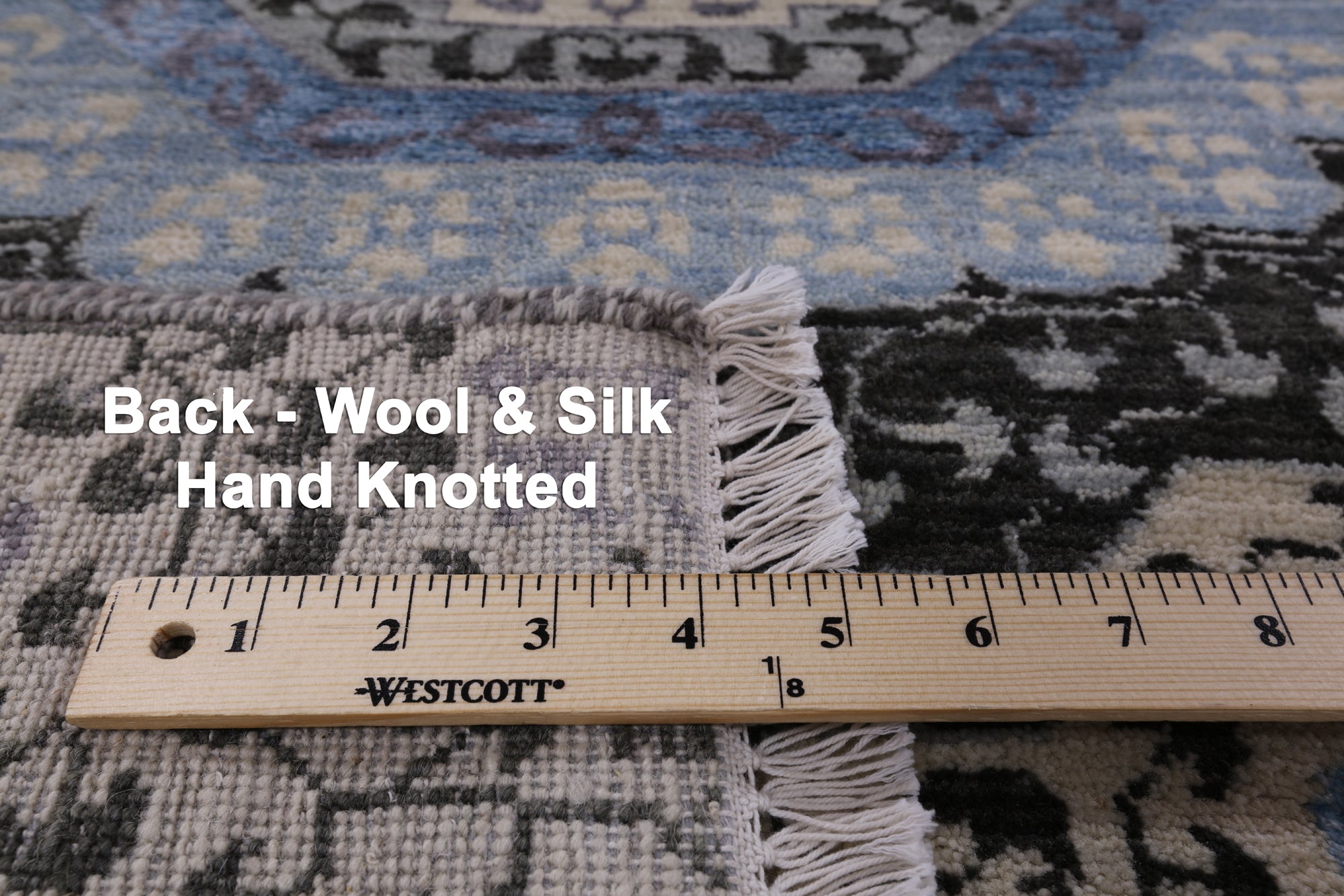 Geometric Persian Mamluk Handmade Wool & Silk Rug - 8' 0" X 9' 11" - Golden Nile