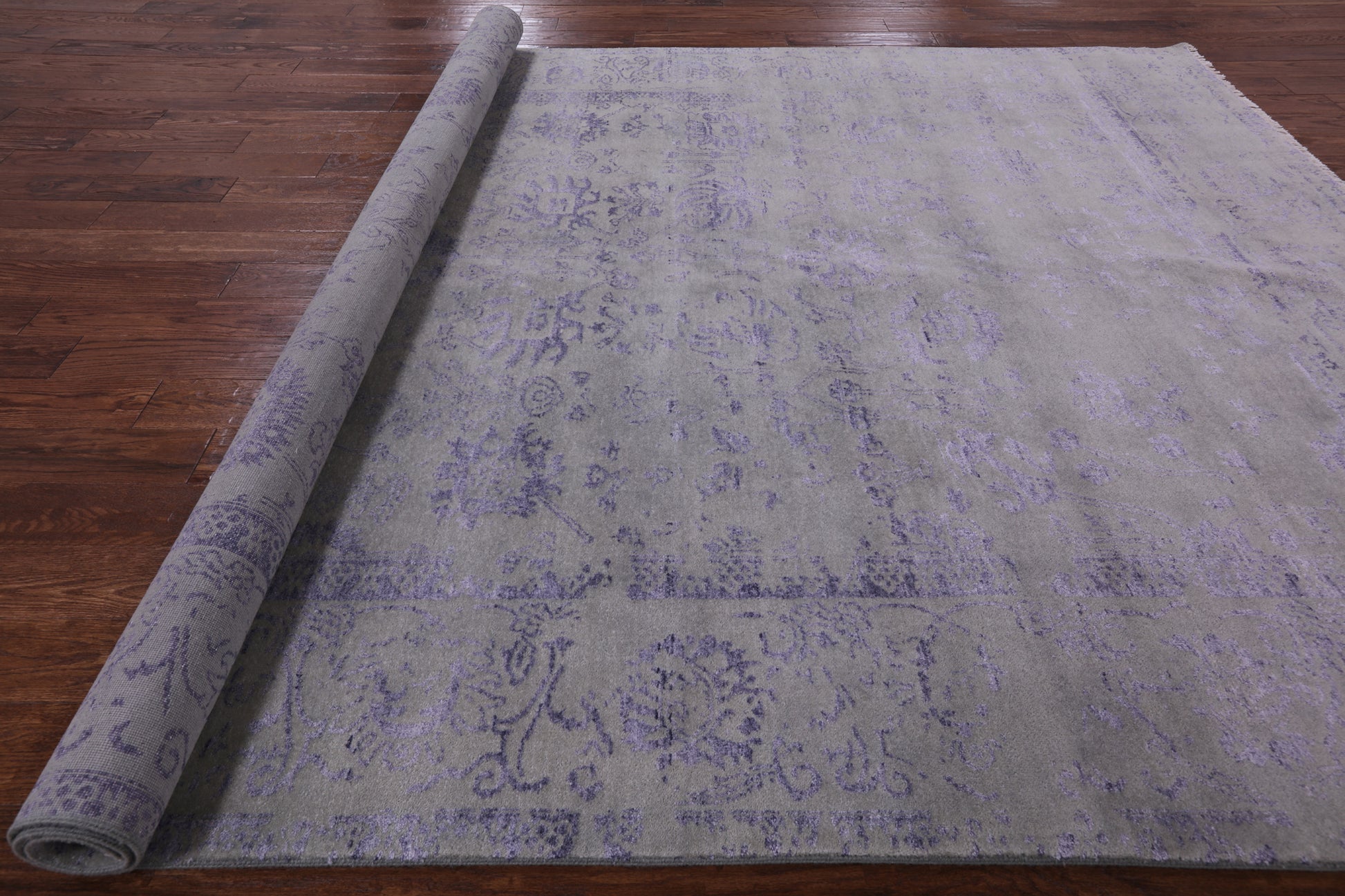 Grey Modern Handmade Wool & Silk Rug - 8' 0" X 10' 0" - Golden Nile
