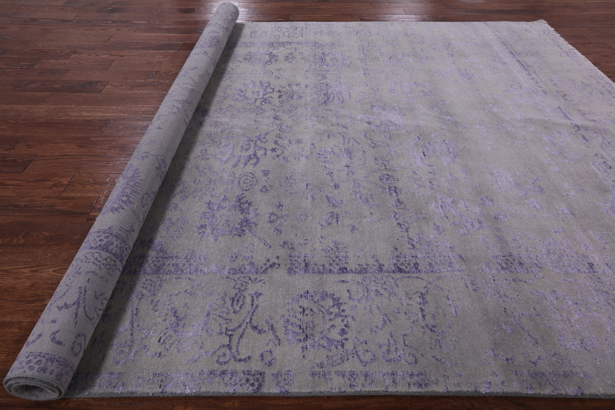 Grey Modern Handmade Wool & Silk Rug - 8' 0" X 10' 0" - Golden Nile
