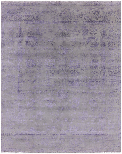 Grey Modern Handmade Wool & Silk Rug - 8' 0" X 10' 0" - Golden Nile