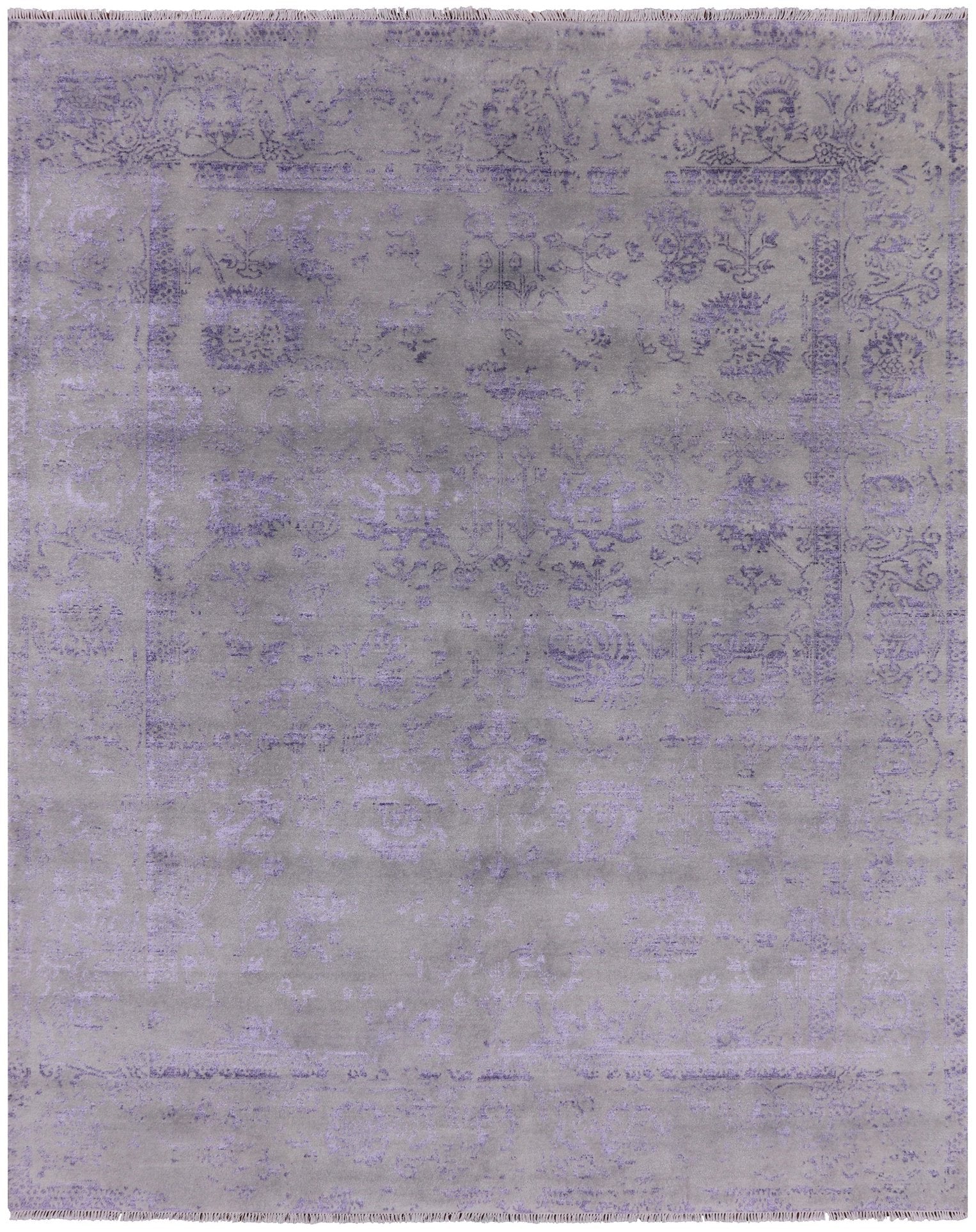 Grey Modern Handmade Wool & Silk Rug - 8' 0" X 10' 0" - Golden Nile