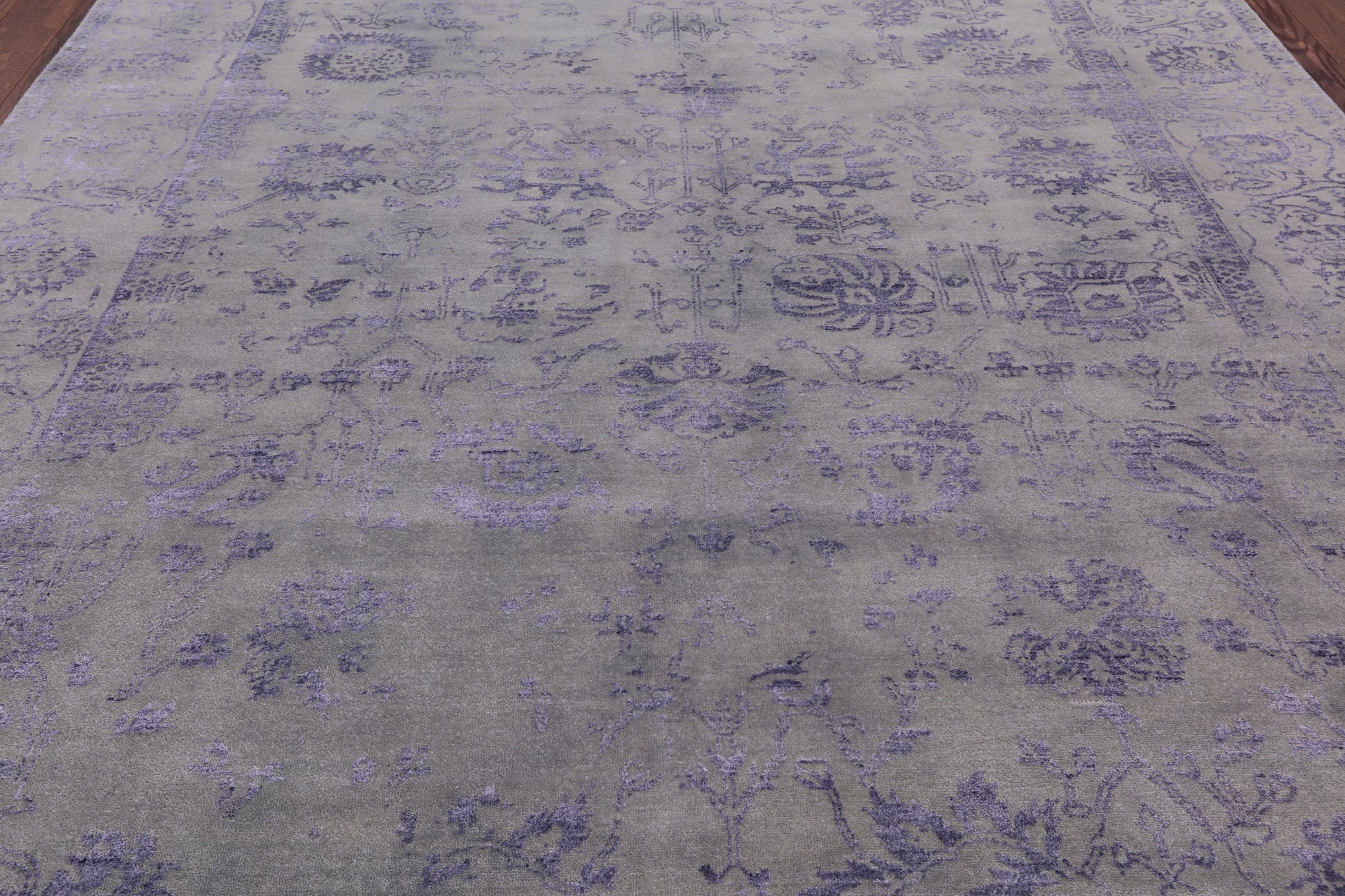 Grey Modern Handmade Wool & Silk Rug - 8' 0" X 10' 0" - Golden Nile