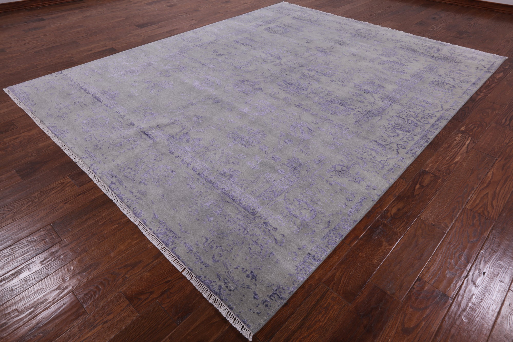 Grey Modern Handmade Wool & Silk Rug - 8' 0" X 10' 0" - Golden Nile